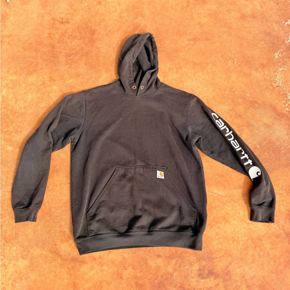 Carhartt Charcoal Men's Hoodie with Sleeve Logo